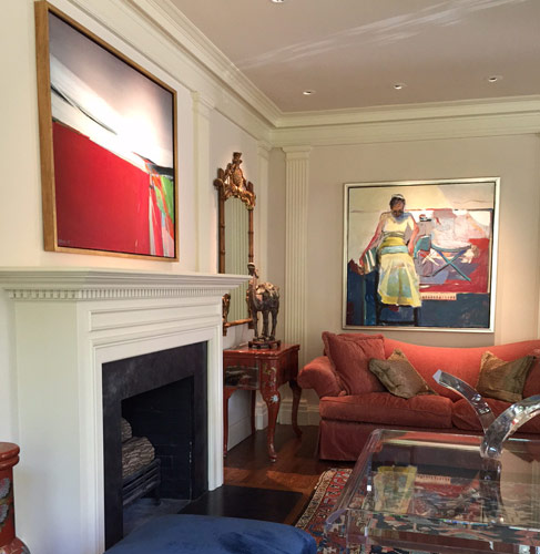 ARTIST:  Raimond Staprans over fireplace, Linda Christensen over couch